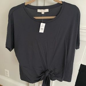 Loft Grey Tie T Shirt- Size L- NWWT